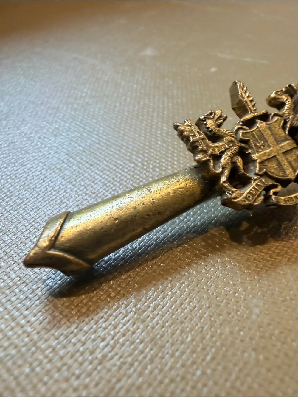 Vintage Coro Heraldic Battle Axe Brooch Pin Medieval Coat of Arms Gold Tone